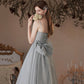 Gray soft chiffon long prom dress A line evening dress  10427