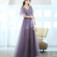 Lila Tüll Pailletten langes Ballkleid A-Linie Abendkleid 10462