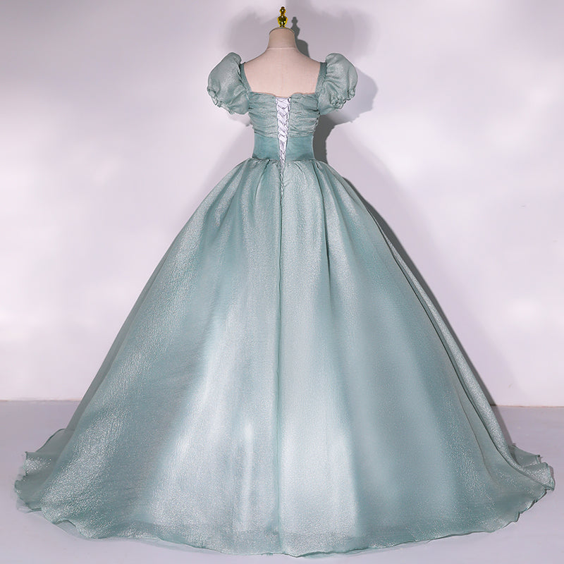 Robe de bal longue en tulle vert Robe de soirée trapèze 10348