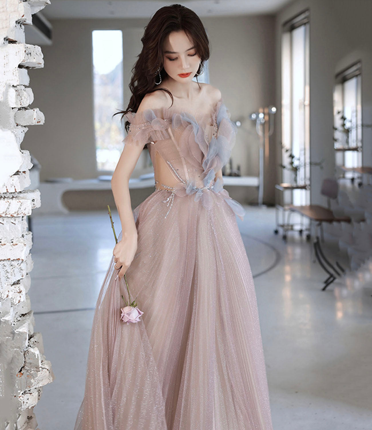 Süßes langes Ballkleid aus Tüll A-Linie Abendkleid 10426