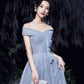 Blue tulle sequins long prom dress blue evening dress  10465