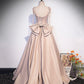 Süßes langes Ballkleid in A-Linie aus Satin mit Schleife 10404