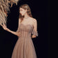 Shiny tulle sequins long prom dress A line evening dress  10378