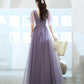 Lila Tüll Pailletten langes Ballkleid A-Linie Abendkleid 10462