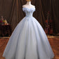 Blue tulle lace long ball gown dress formal dress  10386