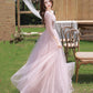 Rosa Tüll Pailletten langes Ballkleid Abendkleid 10362