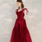 Robe de cocktail courte en tulle rouge avec ligne A 10399