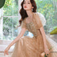 Robe de soirée longue en tulle brillant à paillettes Robe de soirée trapèze 10389