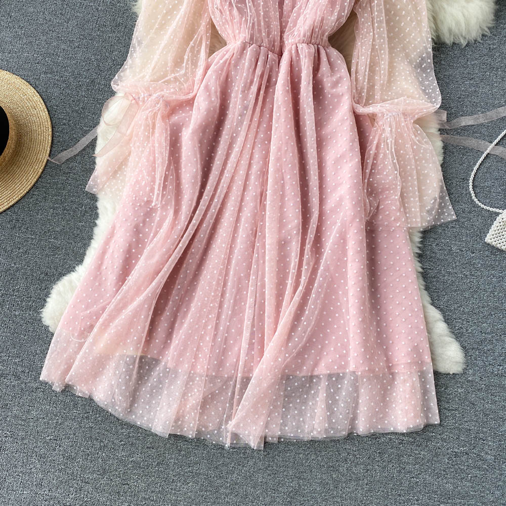 Süßes Tüll-Langarmkleid Modekleid 10659