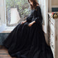 Schwarzes langes Ballkleid aus Tüllspitze A-Linie Abendkleid 10460