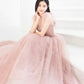 Rosa Tüll langes Ballkleid A-Linie Abendkleid 10421