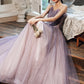 Robe de soirée longue en tulle violet à paillettes 10624