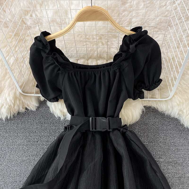 A Line High Low Dress White Fashion Dress Black A Line Dress  10678