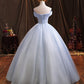 Blue tulle lace long ball gown dress formal dress  10386