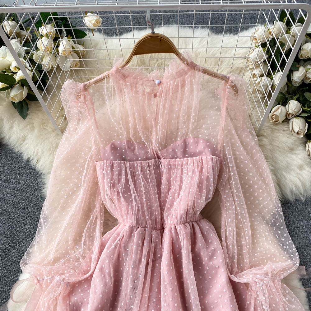 Süßes Tüll-Langarmkleid Modekleid 10659