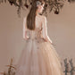 Cute tulle beads long prom dress A line evening dress  10396
