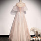 Rosa Tüll langes Ballkleid A-Linie Abendkleid 10331