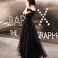 Black tulle long prom dress A line evening dress  10317