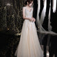 Champagner Tüll Pailletten langes Ballkleid Abendkleid 10281