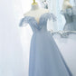Blaues langes Ballkleid aus Tüll blaues Abendkleid 10270