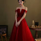 Langes Ballkleid Abendkleid aus rotem Tüll mit Pailletten 10276