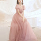 Rosa langes Ballkleid aus Tüll Rosa Abendkleid 10258
