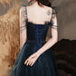 Blue tulle sequins long prom dress blue evening dress  10253