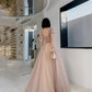 Cute tulle beads long prom dress A line evening gown  10264