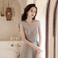 Cute tulle beads long prom dress A line evening gown  10279