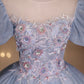 Blaues, glänzendes, modisches, elegantes, exquisites Tüll-Spitzenkleid mit Blumenapplikationen, langes Ballkleid, Abendkleid, Abschlusskleid 10259