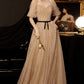 Cute tulle long prom dress A line evening gown  10177