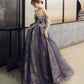 Robe de soirée longue en tulle violet à paillettes Robe de soirée trapèze 10204