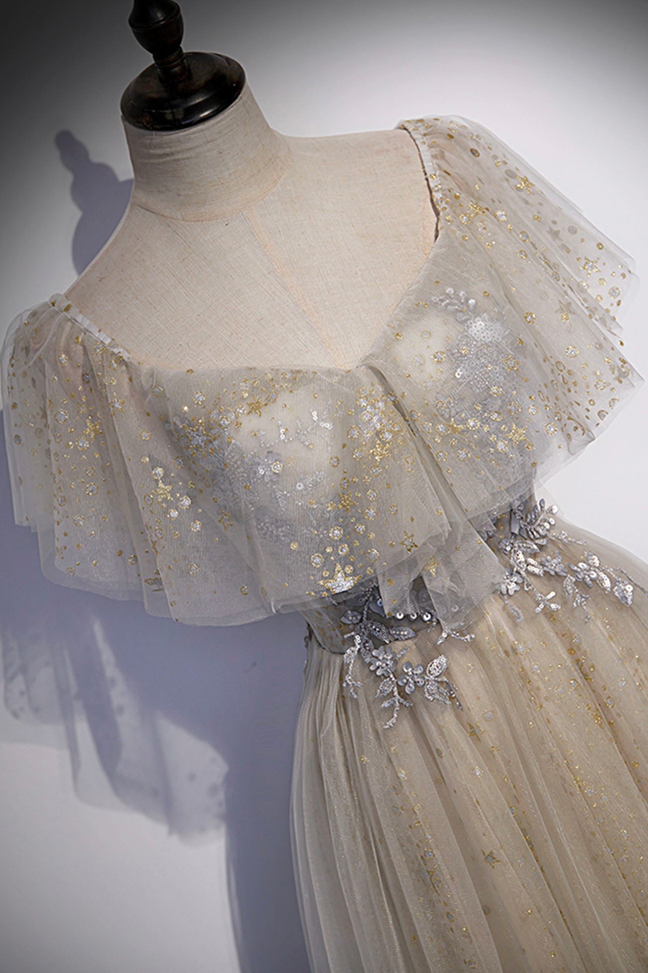 Süßes Tüll Pailletten langes Ballkleid Abendkleid 10180