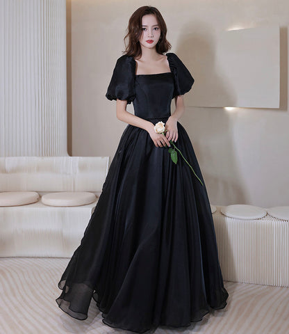 Robe de soirée longue en tulle noir Robe de soirée trapèze 10207