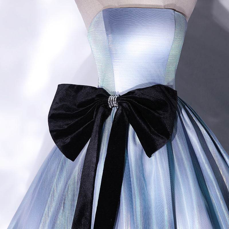 Blue satin long ball gown dress blue evening gown  10186