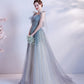 Robe de soirée longue en tulle à paillettes et jolie ligne A 10227