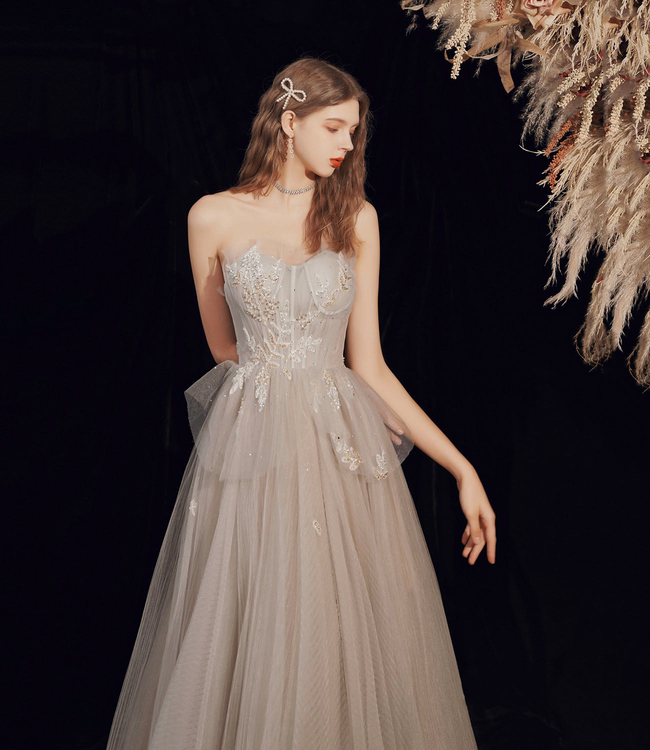 Süßes Tüll Pailletten langes Ballkleid Abendkleid 10189