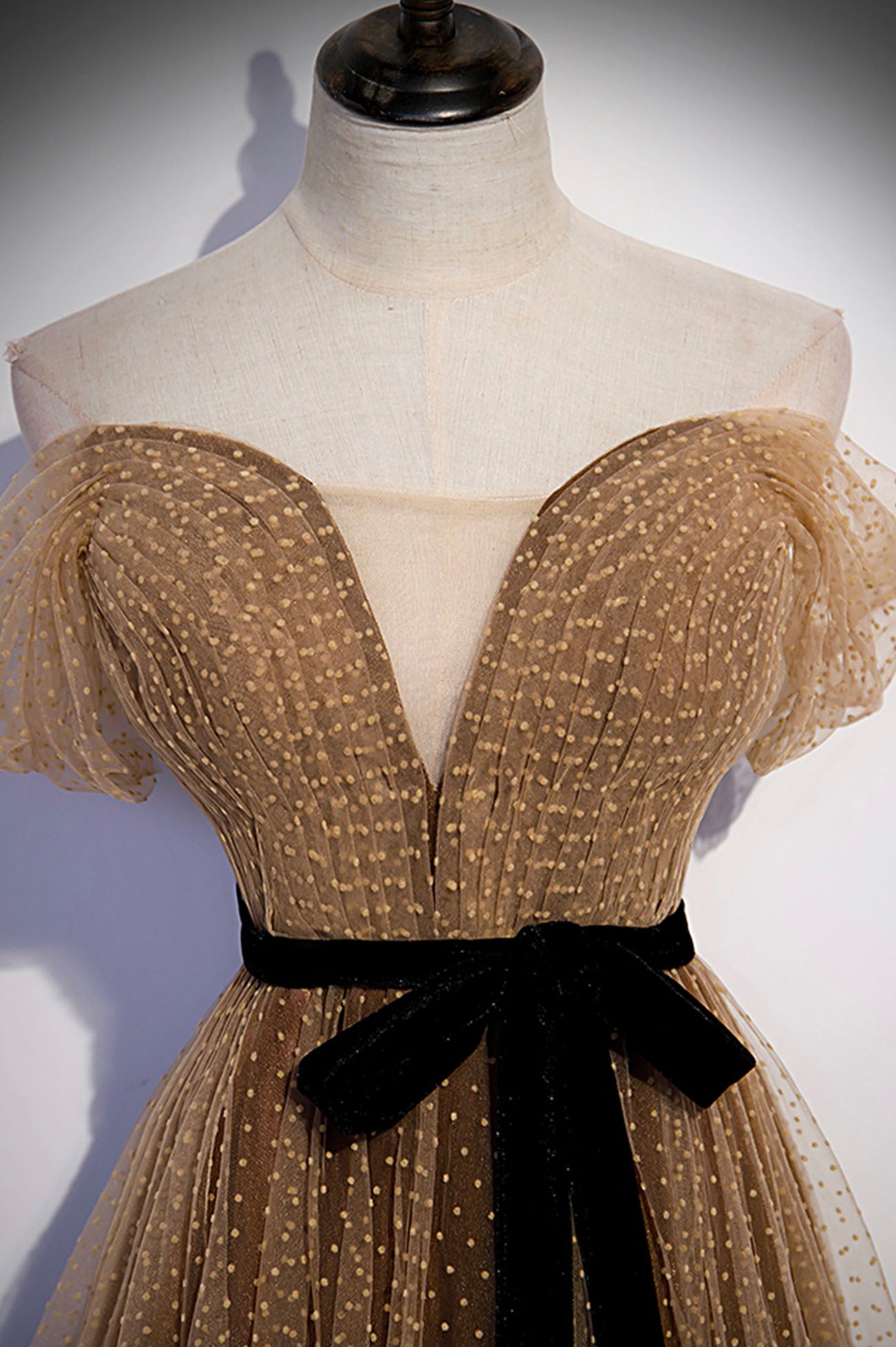 Robe de soirée longue en tulle mignonne Robe de soirée trapèze 10182