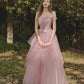 Rosa langes Ballkleid aus Tüllspitze Rosa Abendkleid 10188