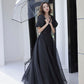 Robe de soirée longue en tulle noir Robe de soirée trapèze 10207