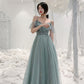 Cute tulle long A ine prom dress evening gown  10137