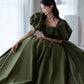 Robe de princesse longue en satin vert coupe A 10192