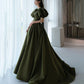 Robe de princesse longue en satin vert coupe A 10192