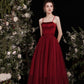 Cute burgundy two pieces detachable prom dresses  10191