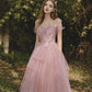 Rosa langes Ballkleid aus Tüllspitze Rosa Abendkleid 10188