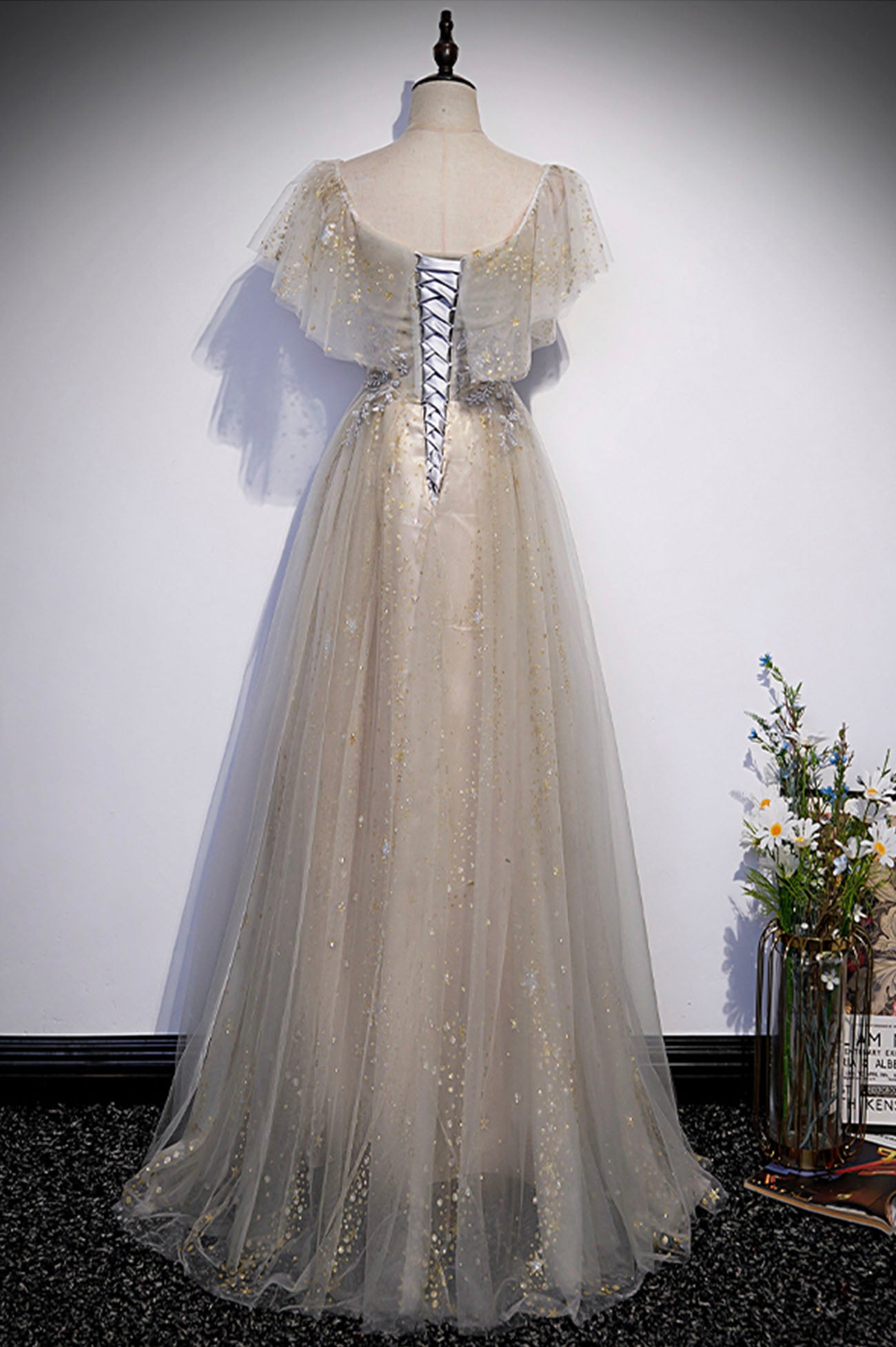 Süßes Tüll Pailletten langes Ballkleid Abendkleid 10180