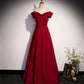 Robe de soirée longue en satin bordeaux Robe de soirée trapèze 10138