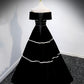 Robe de bal longue en velours noir, robe de soirée noire 10157