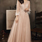 Stylish tulle lace long prom dress long sleeve evening dress  10176