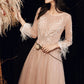 Stylish tulle lace long prom dress long sleeve evening dress  10176